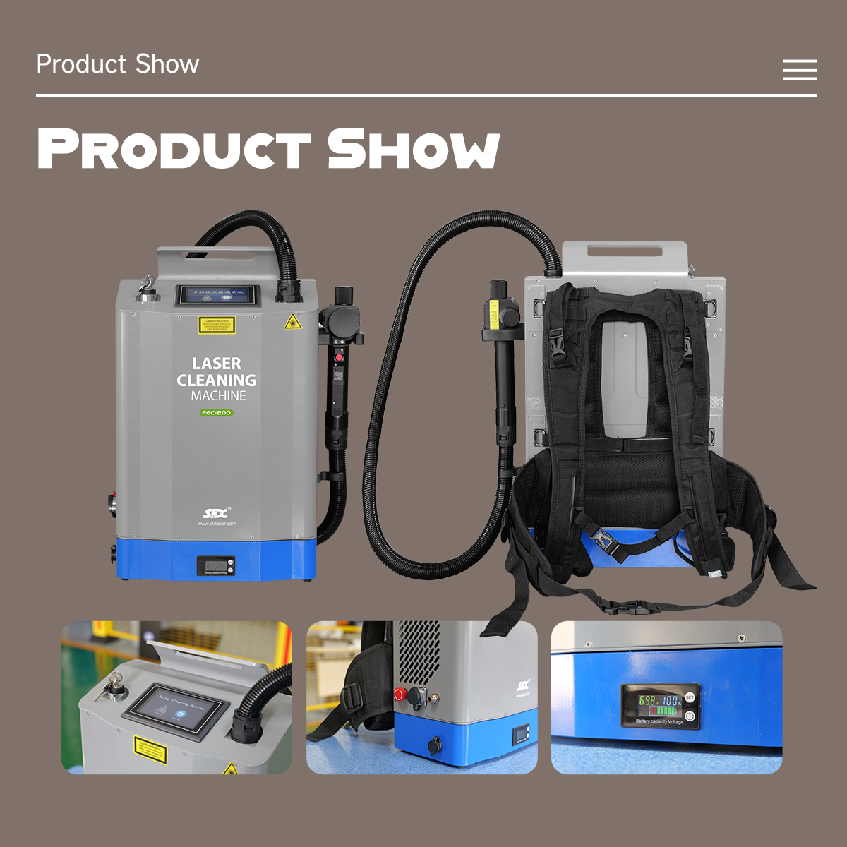 200W Backpack Laser Cleaning Machine Pulse Type Fiber Laser Cleaner Metal Rust Paint Oxide Coating Removal Machine